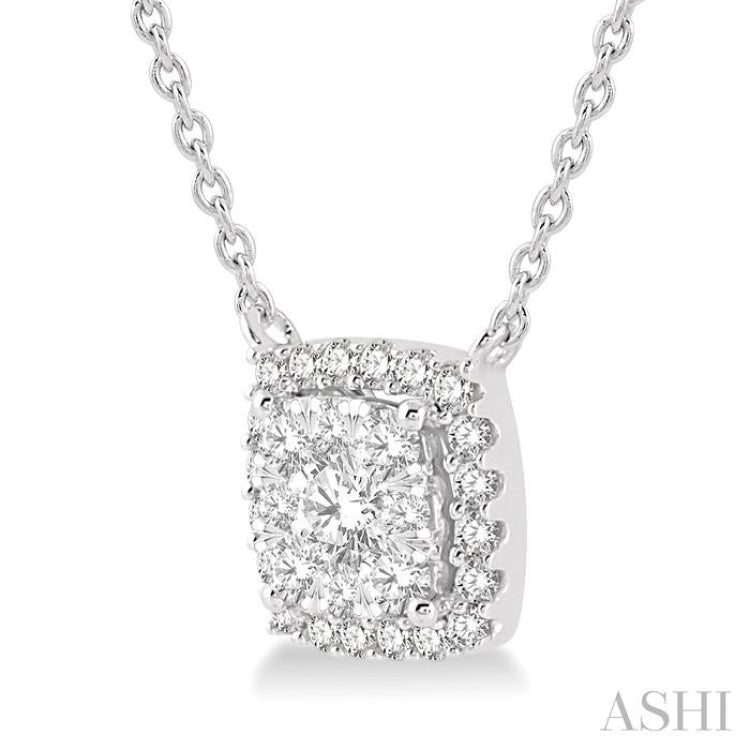 1/2 Ctw Cushion Shape Lovebright Diamond Pendant With Chain in 14K White Gold 1/2 Ctw Cushion Shape Lovebright Diamond Pendant With Chain in 14K White Gold