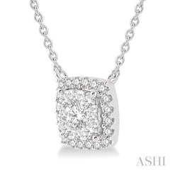 1/2 Ctw Cushion Shape Lovebright Diamond Pendant With Chain in 14K White Gold 1/2 Ctw Cushion Shape Lovebright Diamond Pendant With Chain in 14K White Gold