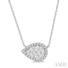 1/2 Ctw Pear Shape Round Cut Diamond Lovebright Pendant With Chain in 14K White Gold 1/2 Ctw Pear Shape Round Cut Diamond Lovebright Pendant With Chain in 14K White Gold