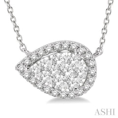 1/2 Ctw Pear Shape Round Cut Diamond Lovebright Pendant With Chain in 14K White Gold 1/2 Ctw Pear Shape Round Cut Diamond Lovebright Pendant With Chain in 14K White Gold