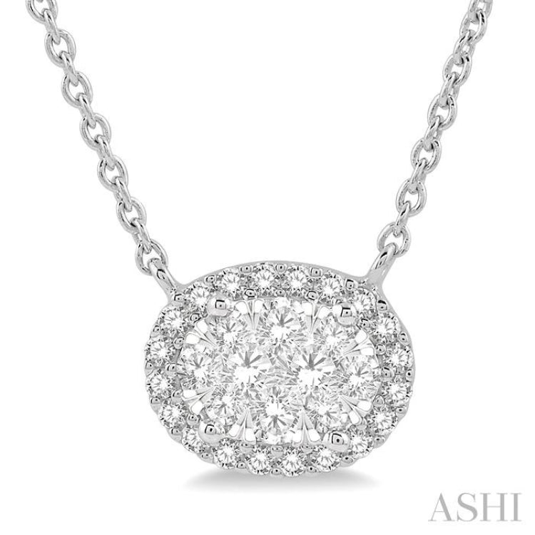 1 Ctw Oval Shape Round Cut Diamond Lovebright Pendant With Chain in 14K White Gold 1 Ctw Oval Shape Round Cut Diamond Lovebright Pendant With Chain in 14K White Gold