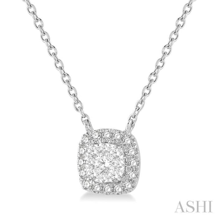 1/6 Ctw Cushion Shape Lovebright Diamond Pendant With Chain in 14K White Gold 1/6 Ctw Cushion Shape Lovebright Diamond Pendant With Chain in 14K White Gold