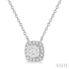 1/6 Ctw Cushion Shape Lovebright Diamond Pendant With Chain in 14K White Gold 1/6 Ctw Cushion Shape Lovebright Diamond Pendant With Chain in 14K White Gold