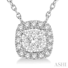 1/6 Ctw Cushion Shape Lovebright Diamond Pendant With Chain in 14K White Gold 1/6 Ctw Cushion Shape Lovebright Diamond Pendant With Chain in 14K White Gold