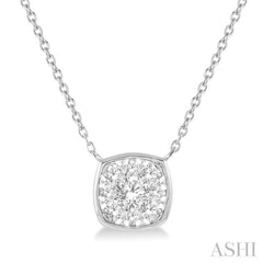 1/3 Ctw Cushion Shape Lovebright Diamond Pendant With Chain in 14K White Gold 1/3 Ctw Cushion Shape Lovebright Diamond Pendant With Chain in 14K White Gold