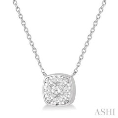 1/3 Ctw Cushion Shape Lovebright Diamond Pendant With Chain in 14K White Gold 1/3 Ctw Cushion Shape Lovebright Diamond Pendant With Chain in 14K White Gold