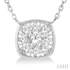 1/3 Ctw Cushion Shape Lovebright Diamond Pendant With Chain in 14K White Gold 1/3 Ctw Cushion Shape Lovebright Diamond Pendant With Chain in 14K White Gold