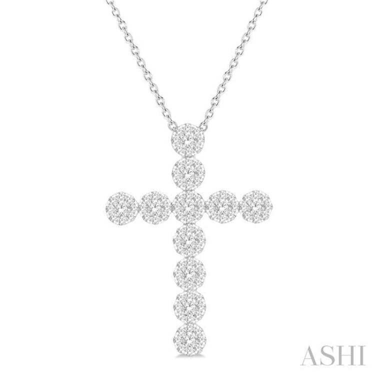 1 Ctw Lovebright Round Cut Diamond Cross Pendant in 14K White Gold with chain 1 Ctw Lovebright Round Cut Diamond Cross Pendant in 14K White Gold with chain