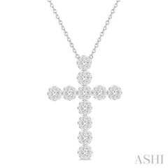 1 Ctw Lovebright Round Cut Diamond Cross Pendant in 14K White Gold with chain 1 Ctw Lovebright Round Cut Diamond Cross Pendant in 14K White Gold with chain