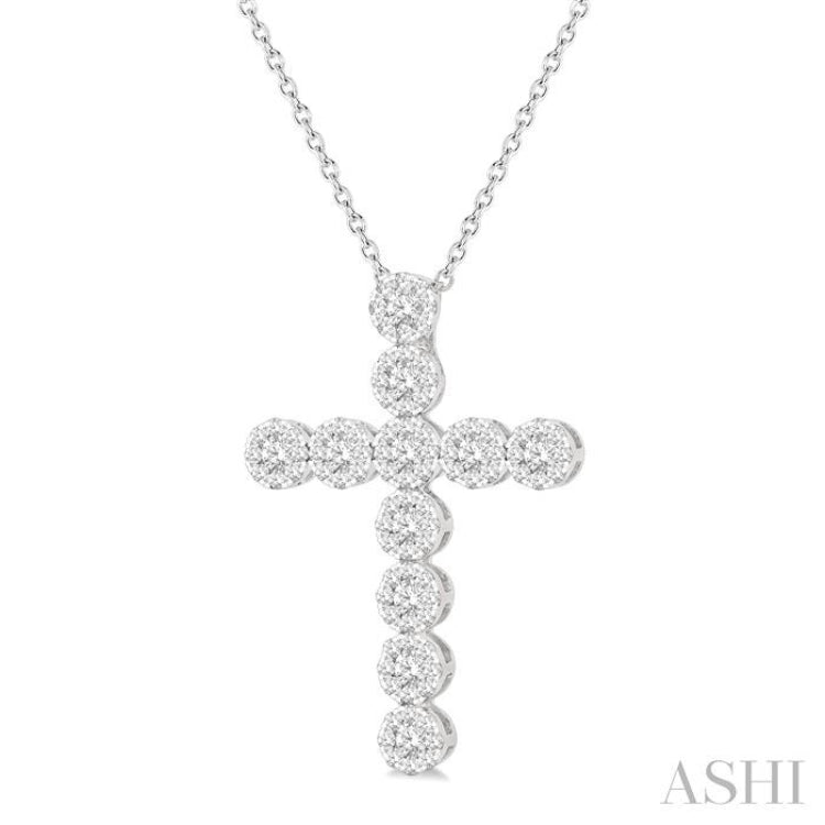 1 Ctw Lovebright Round Cut Diamond Cross Pendant in 14K White Gold with chain 1 Ctw Lovebright Round Cut Diamond Cross Pendant in 14K White Gold with chain