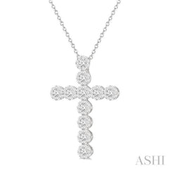1 Ctw Lovebright Round Cut Diamond Cross Pendant in 14K White Gold with chain 1 Ctw Lovebright Round Cut Diamond Cross Pendant in 14K White Gold with chain