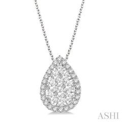3/4 Ctw Pear Shape Lovebright Round Cut Diamond Pendant With Chain in 14K White Gold 3/4 Ctw Pear Shape Lovebright Round Cut Diamond Pendant With Chain in 14K White Gold