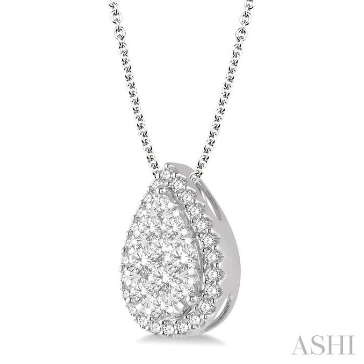 3/4 Ctw Pear Shape Lovebright Round Cut Diamond Pendant With Chain in 14K White Gold 3/4 Ctw Pear Shape Lovebright Round Cut Diamond Pendant With Chain in 14K White Gold