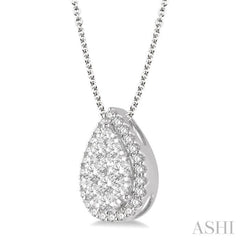 3/4 Ctw Pear Shape Lovebright Round Cut Diamond Pendant With Chain in 14K White Gold 3/4 Ctw Pear Shape Lovebright Round Cut Diamond Pendant With Chain in 14K White Gold