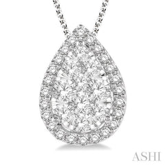 3/4 Ctw Pear Shape Lovebright Round Cut Diamond Pendant With Chain in 14K White Gold 3/4 Ctw Pear Shape Lovebright Round Cut Diamond Pendant With Chain in 14K White Gold