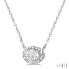 1/2 Ctw Oval Shape Round Cut Diamond Lovebright Pendant With Chain in 14K White Gold 1/2 Ctw Oval Shape Round Cut Diamond Lovebright Pendant With Chain in 14K White Gold