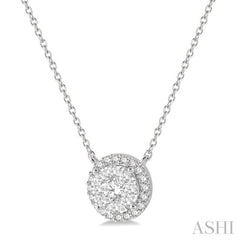 1/2 Ctw Circular Round Cut Diamond Lovebright Pendant With Chain in 14K White Gold 1/2 Ctw Circular Round Cut Diamond Lovebright Pendant With Chain in 14K White Gold