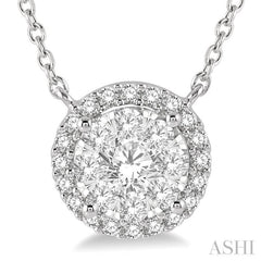 1/2 Ctw Circular Round Cut Diamond Lovebright Pendant With Chain in 14K White Gold 1/2 Ctw Circular Round Cut Diamond Lovebright Pendant With Chain in 14K White Gold