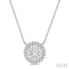 3/4 Ctw Circular Round Cut Diamond Lovebright Pendant With Chain in 14K White Gold 3/4 Ctw Circular Round Cut Diamond Lovebright Pendant With Chain in 14K White Gold