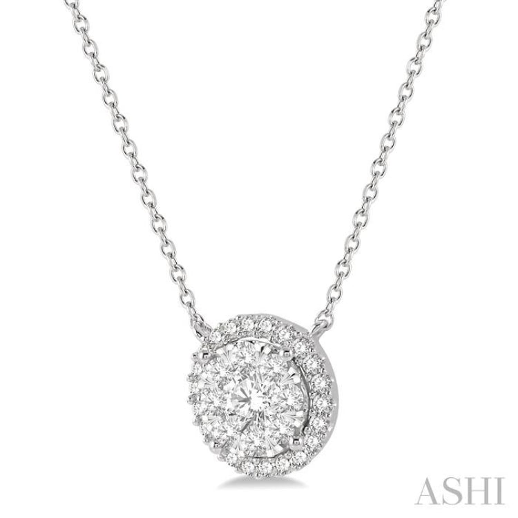 3/4 Ctw Circular Round Cut Diamond Lovebright Pendant With Chain in 14K White Gold 3/4 Ctw Circular Round Cut Diamond Lovebright Pendant With Chain in 14K White Gold