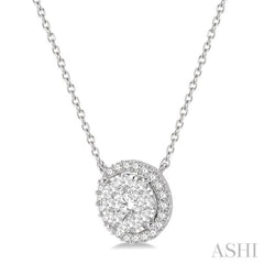3/4 Ctw Circular Round Cut Diamond Lovebright Pendant With Chain in 14K White Gold 3/4 Ctw Circular Round Cut Diamond Lovebright Pendant With Chain in 14K White Gold