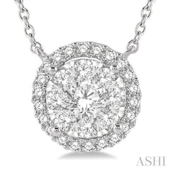 3/4 Ctw Circular Round Cut Diamond Lovebright Pendant With Chain in 14K White Gold 3/4 Ctw Circular Round Cut Diamond Lovebright Pendant With Chain in 14K White Gold