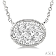 1/3 Ctw Oval Shape Lovebright Diamond Pendant With Chain in 14K White Gold 1/3 Ctw Oval Shape Lovebright Diamond Pendant With Chain in 14K White Gold