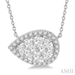 1 Ctw Pear Shape Round Cut Diamond Lovebright Pendant With Chain in 14K White Gold 1 Ctw Pear Shape Round Cut Diamond Lovebright Pendant With Chain in 14K White Gold