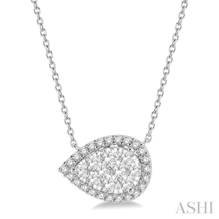 3/4 Ctw Pear Shape Round Cut Diamond Lovebright Pendant With Chain in 14K White Gold 3/4 Ctw Pear Shape Round Cut Diamond Lovebright Pendant With Chain in 14K White Gold