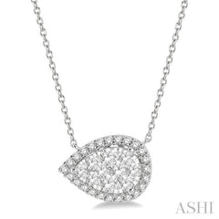 3/4 Ctw Pear Shape Round Cut Diamond Lovebright Pendant With Chain in 14K White Gold 3/4 Ctw Pear Shape Round Cut Diamond Lovebright Pendant With Chain in 14K White Gold