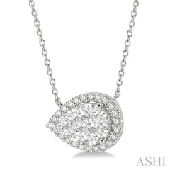 3/4 Ctw Pear Shape Round Cut Diamond Lovebright Pendant With Chain in 14K White Gold 3/4 Ctw Pear Shape Round Cut Diamond Lovebright Pendant With Chain in 14K White Gold