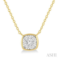 1/6 Ctw Cushion Shape Lovebright Diamond Pendant With Chain in 14K Yellow and White Gold 1/6 Ctw Cushion Shape Lovebright Diamond Pendant With Chain in 14K Yellow and White Gold