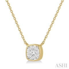 1/6 Ctw Cushion Shape Lovebright Diamond Pendant With Chain in 14K Yellow and White Gold 1/6 Ctw Cushion Shape Lovebright Diamond Pendant With Chain in 14K Yellow and White Gold
