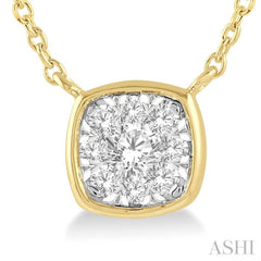 1/6 Ctw Cushion Shape Lovebright Diamond Pendant With Chain in 14K Yellow and White Gold 1/6 Ctw Cushion Shape Lovebright Diamond Pendant With Chain in 14K Yellow and White Gold