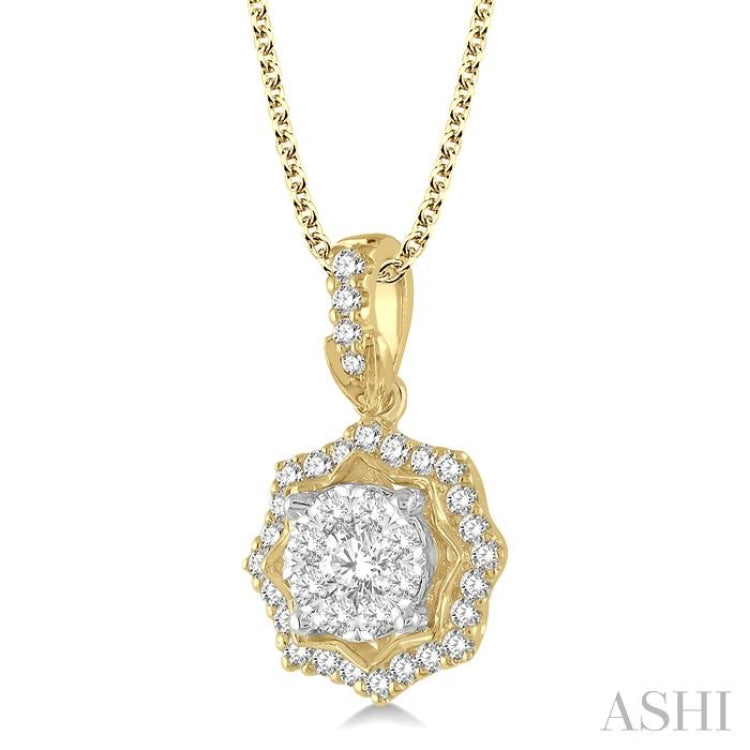 1/3 Ctw Star Lattice Lovebright Round Cut Diamond Pendant With Chain in 14K Yellow and White Gold 1/3 Ctw Star Lattice Lovebright Round Cut Diamond Pendant With Chain in 14K Yellow and White Gold