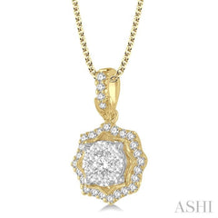 1/3 Ctw Star Lattice Lovebright Round Cut Diamond Pendant With Chain in 14K Yellow and White Gold 1/3 Ctw Star Lattice Lovebright Round Cut Diamond Pendant With Chain in 14K Yellow and White Gold