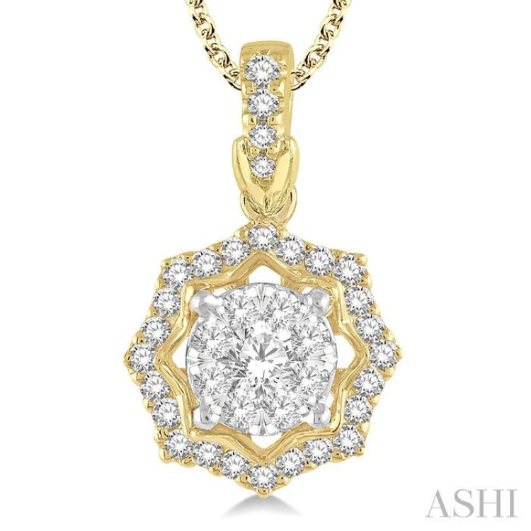 1/3 Ctw Star Lattice Lovebright Round Cut Diamond Pendant With Chain in 14K Yellow and White Gold 1/3 Ctw Star Lattice Lovebright Round Cut Diamond Pendant With Chain in 14K Yellow and White Gold