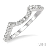 1/4 Ctw Crescent Center Round Cut Diamond Wedding Band in 14K White Gold