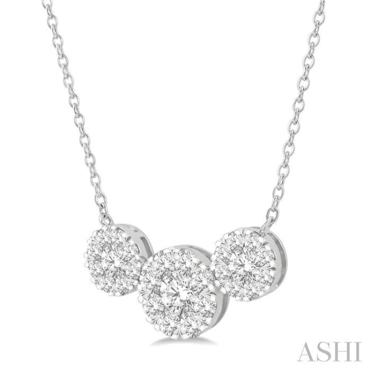 2 Ctw 3-Stone Lovebright Round Cut Diamond Necklace in 14K White Gold 2 Ctw 3-Stone Lovebright Round Cut Diamond Necklace in 14K White Gold