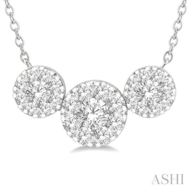 2 Ctw 3-Stone Lovebright Round Cut Diamond Necklace in 14K White Gold 2 Ctw 3-Stone Lovebright Round Cut Diamond Necklace in 14K White Gold