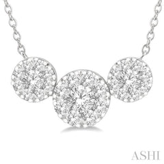 2 Ctw 3-Stone Lovebright Round Cut Diamond Necklace in 14K White Gold 2 Ctw 3-Stone Lovebright Round Cut Diamond Necklace in 14K White Gold