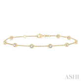 1 Ctw Circular Mount Round Cut Diamond Station Bracelet in 14K Yellow Gold