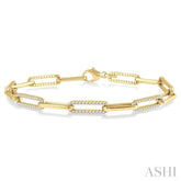 1 Ctw Round Cut Diamond Paperclip Bracelet in 14K Yellow Gold