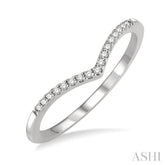 1/10 Ctw Chevron Round Cut Diamond Petite Ring in 14K White Gold
