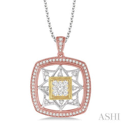 3/4 Ctw Round Cut Diamond Lovebright Pendant in 14K Tri Color Gold with Chain 3/4 Ctw Round Cut Diamond Lovebright Pendant in 14K Tri Color Gold with Chain