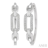 1/10 Ctw Round Cut Diamond Paperclip Hoop Earrings in Sterling Silver