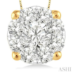 1 Ctw Lovebright Round Cut Diamond Pendant in 14K Yellow and White Gold with Chain 1 Ctw Lovebright Round Cut Diamond Pendant in 14K Yellow and White Gold with Chain