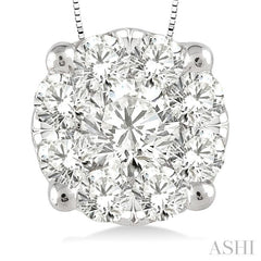 3/4 Ctw Lovebright Round Cut Diamond Pendant in 14K White Gold with Chain 3/4 Ctw Lovebright Round Cut Diamond Pendant in 14K White Gold with Chain