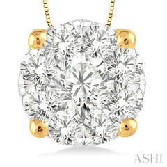 3/4 Ctw Lovebright Round Cut Diamond Pendant in 14K Yellow and White Gold with Chain 3/4 Ctw Lovebright Round Cut Diamond Pendant in 14K Yellow and White Gold with Chain
