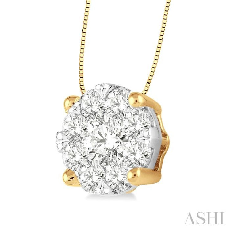 1/2 Ctw Lovebright Round Cut Diamond Pendant in 14K Yellow and White Gold with Chain 1/2 Ctw Lovebright Round Cut Diamond Pendant in 14K Yellow and White Gold with Chain